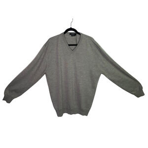 Giorgiolini Mens Size XXL 100% Merino Wool Gray Made In Italy V Neck Sweater NEW